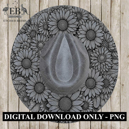 Daisy Daisies Flowers 4, Hat Burning Design, Digital Download PDF & PDF Hand Burning, Wide Brim Hat, Printable Hat Template, EB613