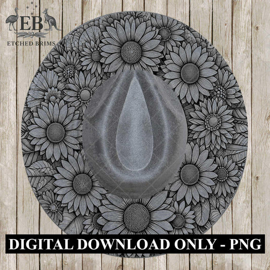 Daisy Daisies Flowers 4, Hat Burning Design, Digital Download PDF & PDF Hand Burning, Wide Brim Hat, Printable Hat Template, EB613