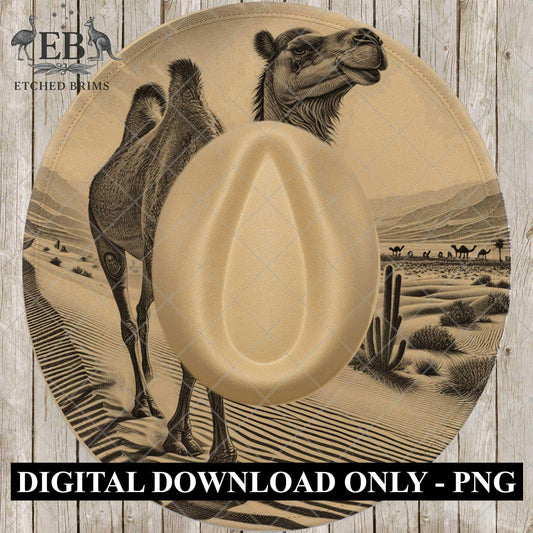 Camel, Hat Burning Design, Western Laser Engraving Template for Wide Brim Fedora, EB853