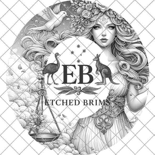Libra Zodiac Hat Design PNG, Laser Engraving File, Western Boho Digital Download, Hat Engraving Design, Western Hat File, EB308