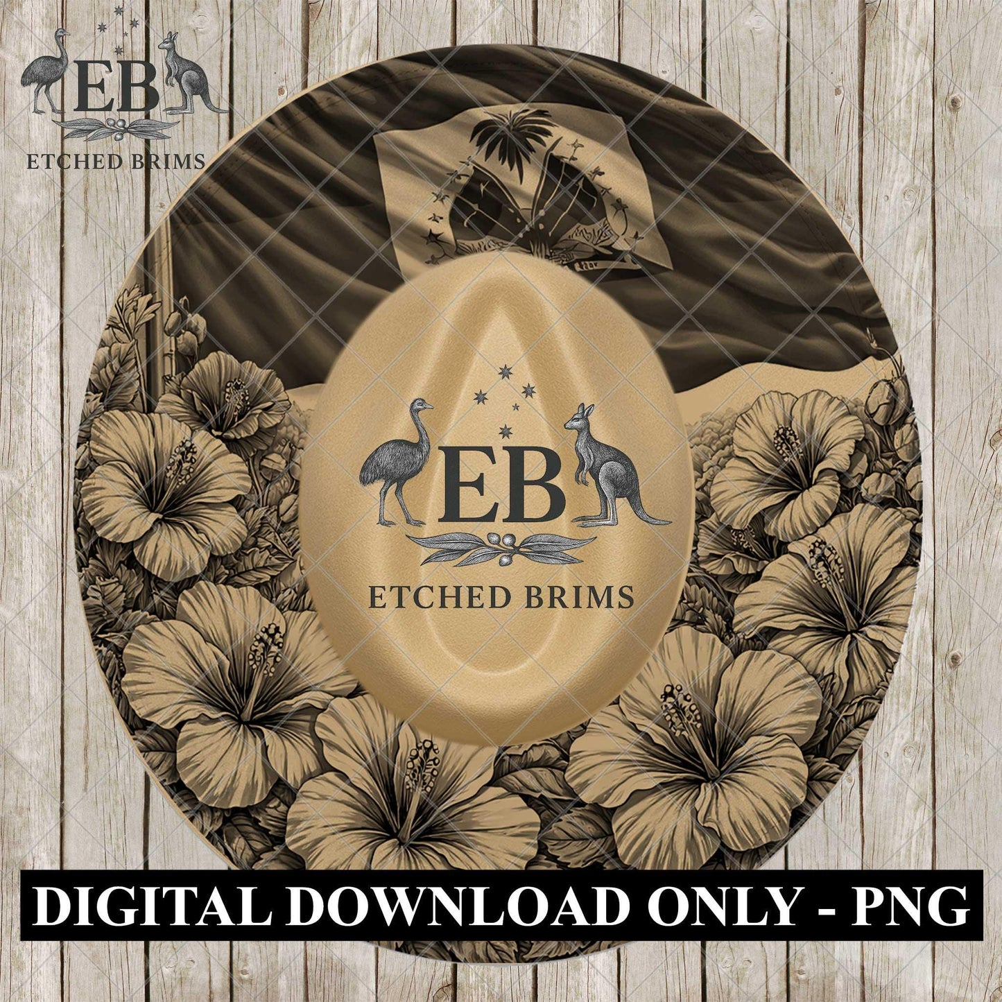 Haiti Flag and Hibiscus Flowers, Hat Burning Design, Laser Engraving Template (PNG PDF), EB1095