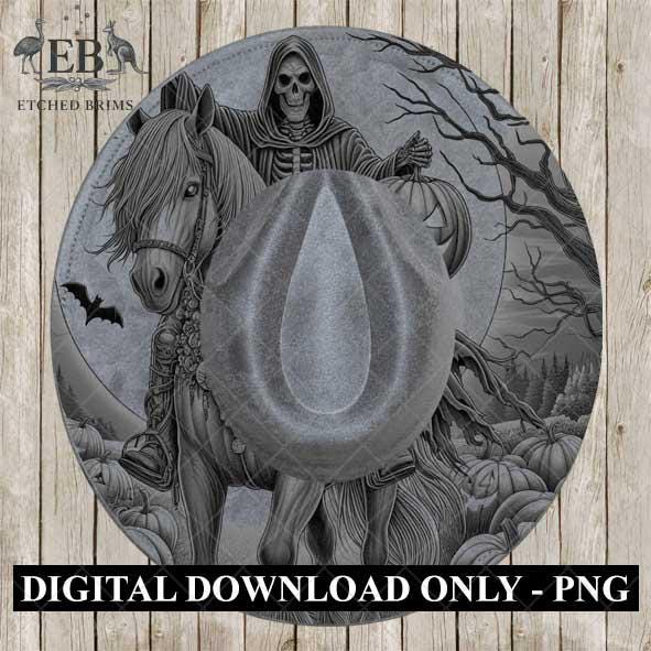 Halloween Hat Template, Headless Horseman, Spooky Season, PNG & PDF File, Hat Burning Stencil, Hat Burning Design, Engraving Pattern, EB426