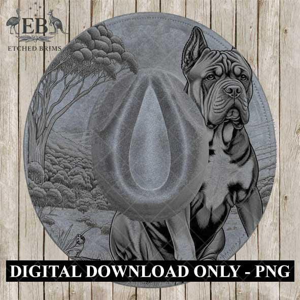 Cane Corso Dog Hat Engraving Template, PNG for Laser Hat Burning, Western Brim Design, Farm Dog Outline, Digital Download for Burning, EB422