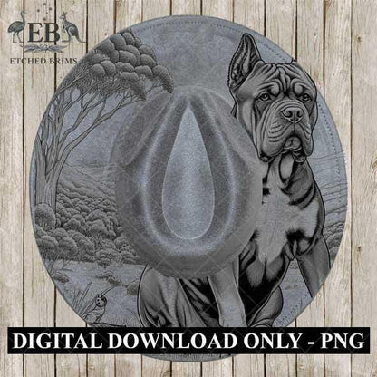 Cane Corso Dog Hat Engraving Template, PNG for Laser Hat Burning, Western Brim Design, Farm Dog Outline, Digital Download for Burning, EB422