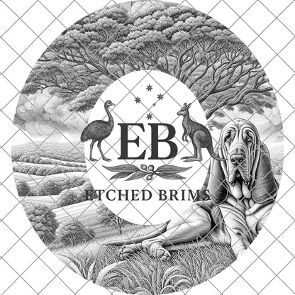 Bloodhound Dog, Hat Engraving, Laser Burning Template, PNG, PDF, Digital File for Cowboy Hat, EB1106