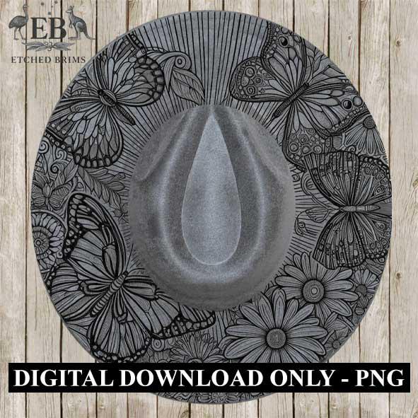 Butterflies 4 Hat File, Laser Hat Burning Design, Digital Download PNG, Hat Burning Template, Hat Laser Engraving Design, Hat File EB83