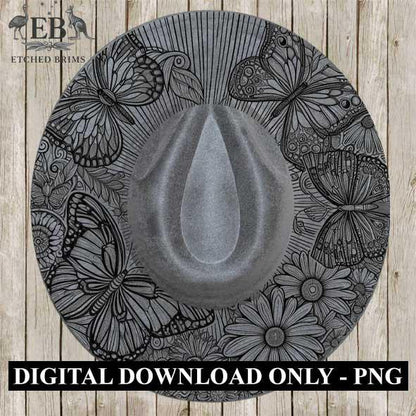 Butterflies 4 Hat File, Laser Hat Burning Design, Digital Download PNG, Hat Burning Template, Hat Laser Engraving Design, Hat File EB83