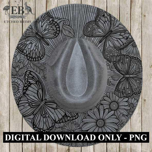 Butterflies 4 Hat File, Laser Hat Burning Design, Digital Download PNG, Hat Burning Template, Hat Laser Engraving Design, Hat File EB83
