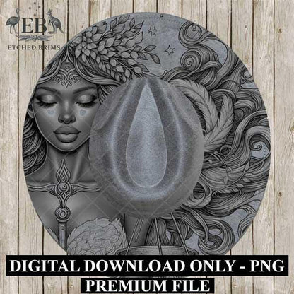 Libra Zodiac Hat Design PNG, Laser Engraving File, Western Boho Digital Download, Hat Engraving Design, Western Hat File, EB549