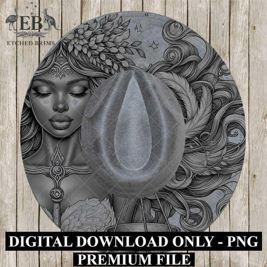 Libra Zodiac Hat Design PNG, Laser Engraving File, Western Boho Digital Download, Hat Engraving Design, Western Hat File, EB549