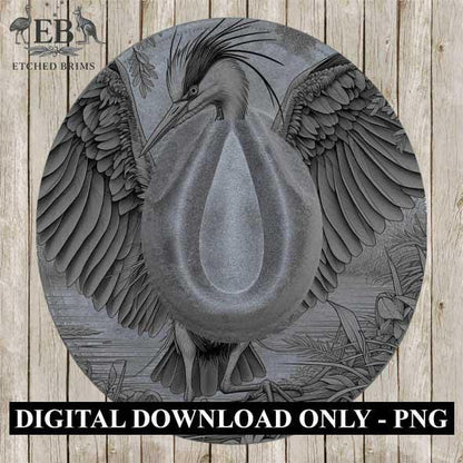 Heron 5 Hat File, Hat Burning Design, Digital Download PNG, Hat Burning Template, Hat Laser Engraving Design, Bird Design, Hat File EB319