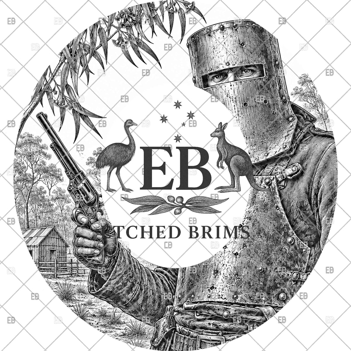Ned Kelly Australian Bushranger, Hat Burning Design, Laser Engraving Template, Printable Stencil, EB1281