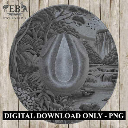 Waterfall 8 Laser Hat Burning Design, Digital Download PNG, Hat Burning Template, Hat Laser Engraving Design Wide Brim Hat Laser File EB112
