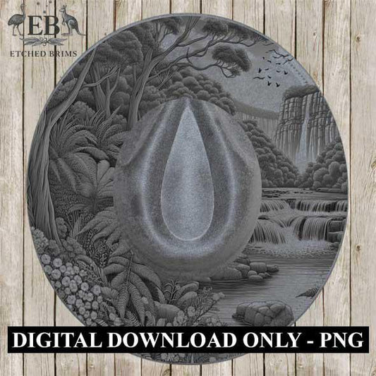 Waterfall 8 Laser Hat Burning Design, Digital Download PNG, Hat Burning Template, Hat Laser Engraving Design Wide Brim Hat Laser File EB112