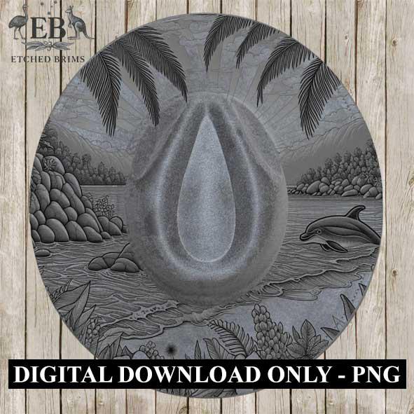 Dolphin 2 Laser Hat Burning Design, Digital Download PNG, Hat Burning Template, Hat Laser Engraving Design, Wide Brim Hat Laser File EB118