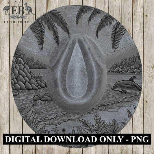 Dolphin 2 Laser Hat Burning Design, Digital Download PNG, Hat Burning Template, Hat Laser Engraving Design, Wide Brim Hat Laser File EB118