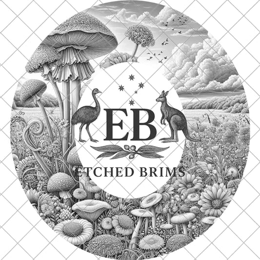 Mushrooms & Wildflowers, Hat Burning Design, Digital Download PNG, Laser Engraving File, EB1020