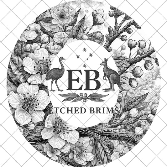 Cherry Blossoms Floral, Hat Engraving Design, Wide Brim Fedora Burning Template, Laser Hat Burning Design, Pyrography Art, EB1021