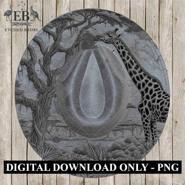 Giraffe Safari 6, Hat Burning Design, Digital Download PNG & PDF, Hat Burning Templates, Laser Engraving Design, Hat Burning Stencils, EB495