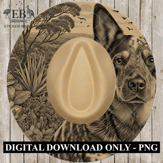 Blue Heeler Dog, Hat Engraving Design, PNG for Laser Engraving, Working Dog File, Western Hat Design, EB1045