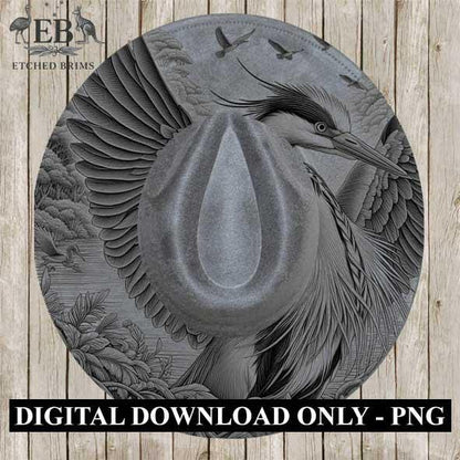 Heron 12 Hat File, Hat Burning Design, Digital Download PNG, Hat Burning Template, Hat Laser Engraving Design, Bird Design, Hat File EB321
