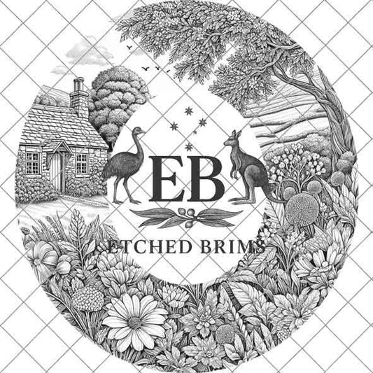 Cottage 6 Laser Hat Burning Design, Digital Download PNG, Hat Burning Template, Hat Laser Engraving Design, Wide Brim Hat Laser File, EB23