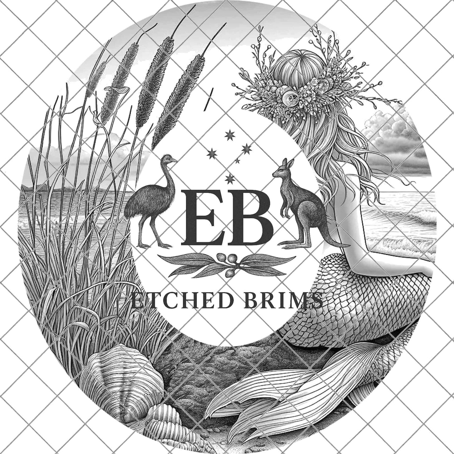 Mermaid on the Beach 13, Hat Burning Design, Digital Download PNG, Hat Burning Template, Laser Engraving Design, Wide Brim Hat File, EB654