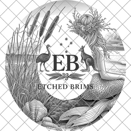 Mermaid on the Beach 13, Hat Burning Design, Digital Download PNG, Hat Burning Template, Laser Engraving Design, Wide Brim Hat File, EB654