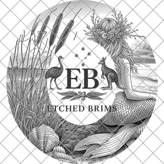 Mermaid on the Beach 13, Hat Burning Design, Digital Download PNG, Hat Burning Template, Laser Engraving Design, Wide Brim Hat File, EB654