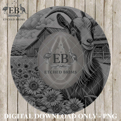 Boer Goat Brim Template | Farm Hat Engraving File | Livestock Burning Design | Western Trucker Hat Template | Laser Engraving PNG, EB1216