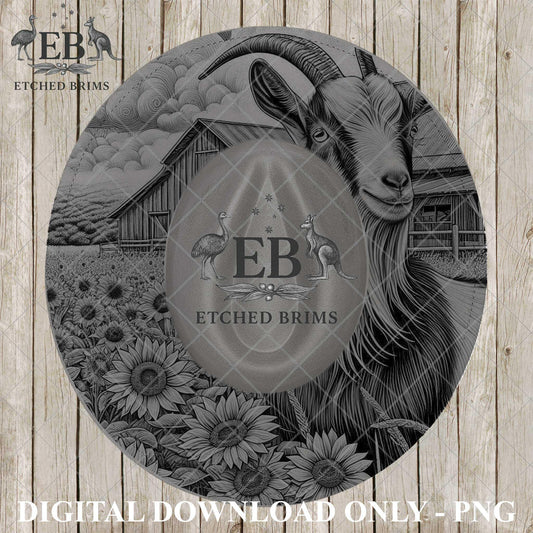 Boer Goat Brim Template | Farm Hat Engraving File | Livestock Burning Design | Western Trucker Hat Template | Laser Engraving PNG, EB1216
