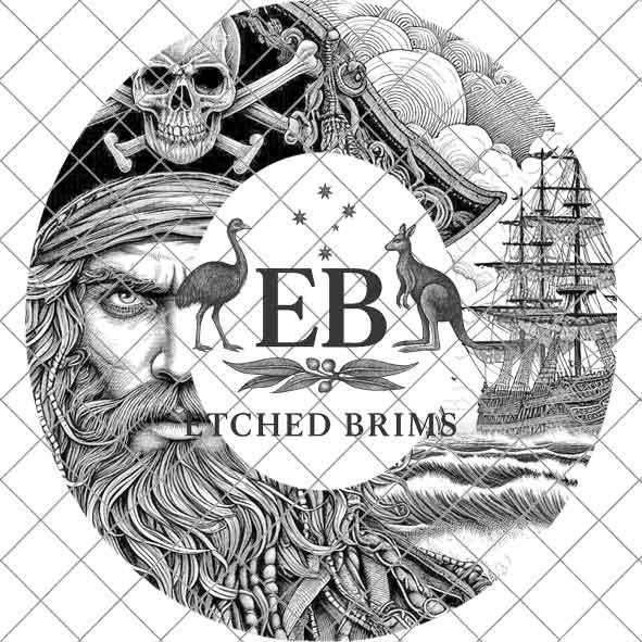 Pirate & Ship 5 Laser Hat Burning Design, Digital Download PNG, Hat Burning Template, Hat Laser Engraving Design, Wide Brim Hat File EB31