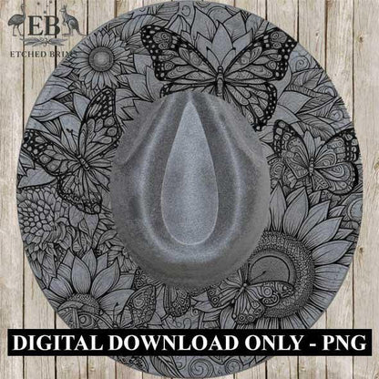 Sunflowers & Butterflies 1, Laser Hat Burning Design, Digital Download PNG, Hat Burning Template, Hat Laser Engraving Design, Hat File EB91