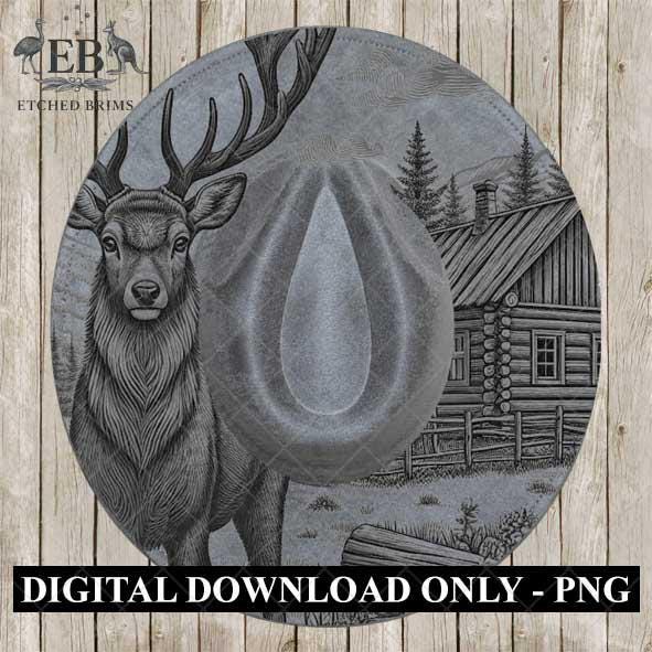 Hat Burning Design, Deer 2, Hat Burning Stencil, Hat Burning Template, Hat Laser Engraving Design, PNG & PDF File, Hunting, Hat File EB454