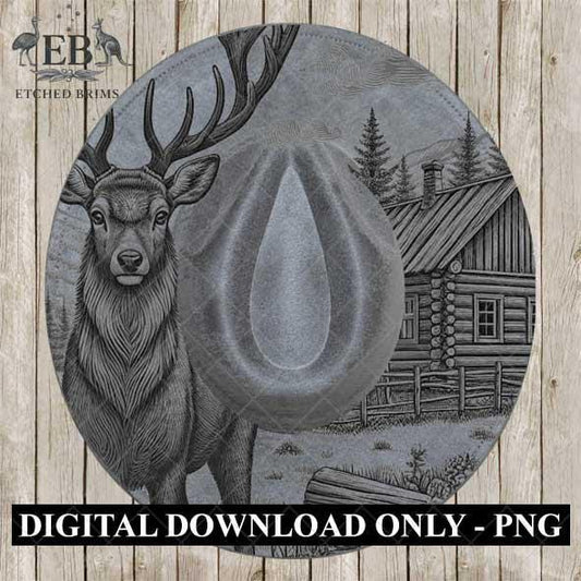 Hat Burning Design, Deer 2, Hat Burning Stencil, Hat Burning Template, Hat Laser Engraving Design, PNG & PDF File, Hunting, Hat File EB454