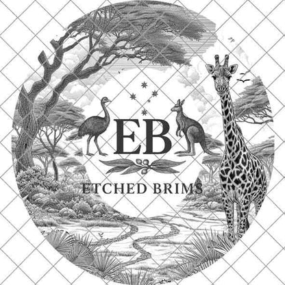 Giraffe Safari 3, Hat Burning Design, Digital Download PNG & PDF, Hat Burning Templates, Laser Engraving Design, Hat Burning Stencils, EB494
