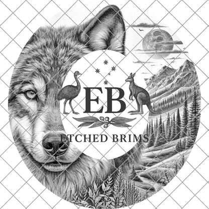 Wolf Hat Engraving Template, Wide Brim Hat Pattern, Templates Hat Burning Design, PNG, EB801