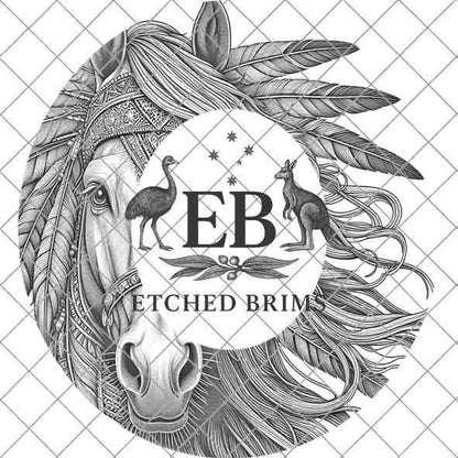 Indian Horse & Feathers 6, Laser Hat Burning Design, Digital Download PNG, Hat Burning Template, Hat Laser Engraving Design, Hat File EB103