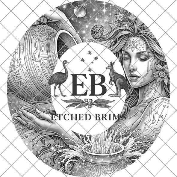 Aquarius Zodiac Hat Design PNG, Laser Engraving File, Western Boho Digital Download, Hat Engraving Design, Western Hat File, EB302