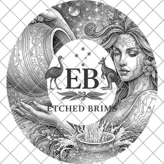 Aquarius Zodiac Hat Design PNG, Laser Engraving File, Western Boho Digital Download, Hat Engraving Design, Western Hat File, EB302