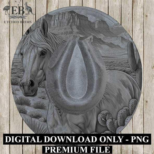 Desert Horse 6, Laser Hat Burning Design, Digital Download PNG, Hat Burning Template, Hat Laser Engraving Design, Hat File EB351