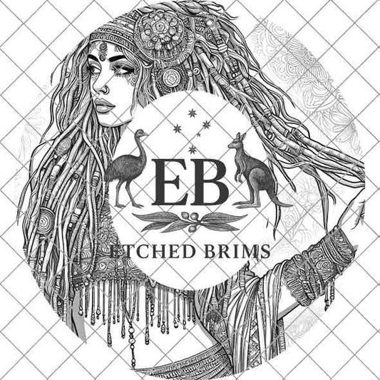 Hat Burning Design, Hippy Woman 6, Boho Hippie, Wide Brim Hat Design, PNG, Hat Burning Template, Hat Laser Engraving Design, Hat File EB153