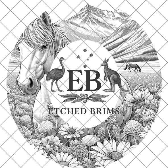 Horse & Wildflowers 10, Mountain Design, Laser Hat Burning Design, Digital Download PNG, Hat Burning Template, Wide Brim Hat File, EB367
