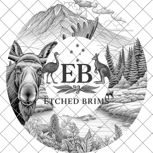 Moose and Forest 4, Hat Burning Design, Digital Download PNG, Hat Burning Template, Laser Engraving Design, Split Hand Burning File, EB644