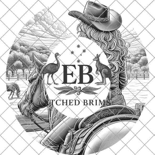 Cowgirl Horse 7, Laser Hat Burning Design, Digital Download PNG, Hat Burning Template, Hat Laser Engraving Design, Wide Brim Hat File EB215