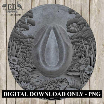 Frog & Flowers 5, Laser Hat Burning Design, Digital Download PNG, Western Hat, Hat Laser Engraving Design, Hat File EB149