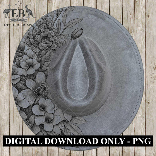 Flowers Native Half Hat Burning Design, Hat Engraving Template, Laser Hat Design, Wide Brim Hat, Stencil for Hat Burning SVG & PNG, EB600