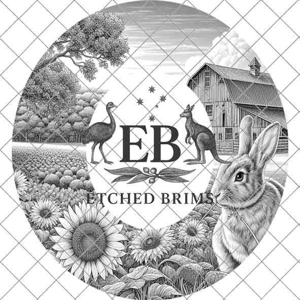 Rabbit & Sunflowers 5, Hat Burning Template, Hat Burning Stencil, Hat Laser Engraving Design, Wide Brim Hat, Printable Hat Template, EB568