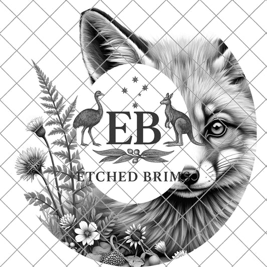 Woodland Fox, Hat Burning Design, Wide Brim Hat Template, Burned Hat PNG, Pyrography, Printable Hat Stencil Pattern, EB818
