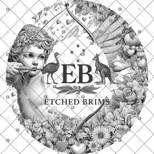 Cupid Valentine, Hat Engraving Design, Digital Download PNG, Wide Brim Laser Template Design, EB1118